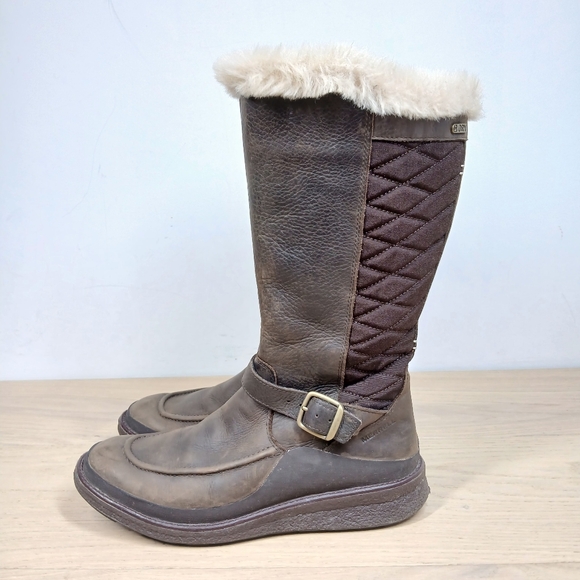 Merrell Shoes - Merrell Boots Women 7.5 Brown Leather Tall Faux Fur Warm Winter Insulated 1293